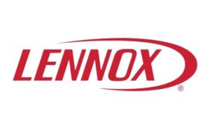 Lennox logo in red text with a swooping arch above the name.